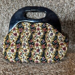 Vintage Brocade Needlepoint Tapestry Clutch Bag Shoulder Strap‎ Grandmacore